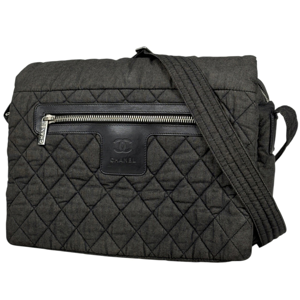 Chanel Coco Cocoon Messenger Bag, Canvas, Dark Gray, Women's Shoulder Bag